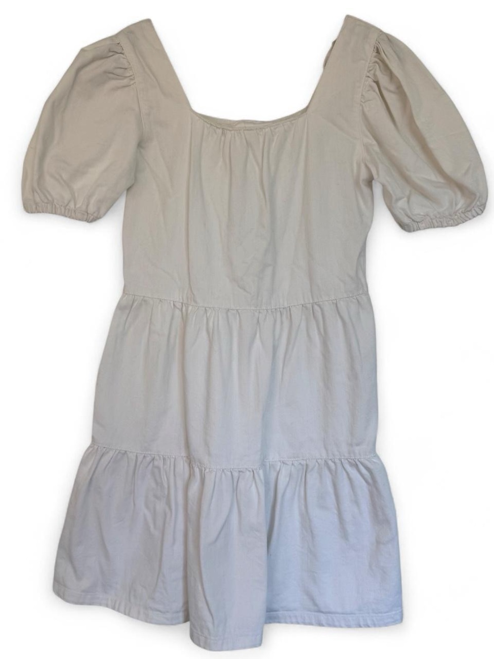 Urban Bliss White Mini Dress Puffy Sleeves Ruffles Size 4 Cotton Coquette